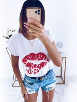 BLUZKA T-SHIRT BAWEŁNA KOBIECY NADRUK S/M