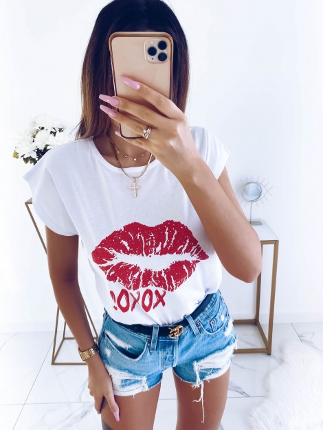 BLUZKA T-SHIRT BAWEŁNA KOBIECY NADRUK S/M